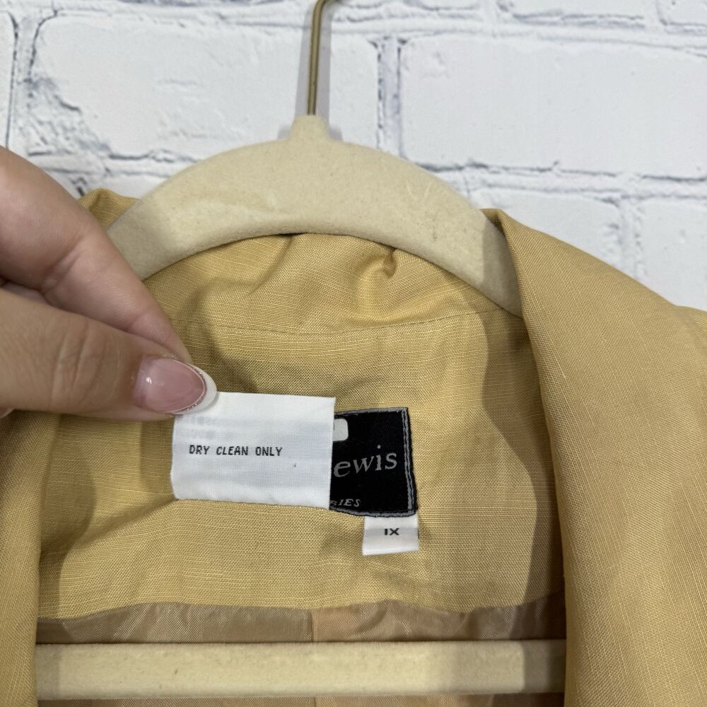 Terry Lewis Silk Linen Blazer Womens 1X Tan Beige Lightweight Oversized Jacket - Picture 8 of 11